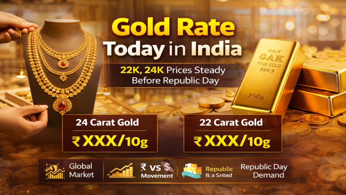 Gold Rate Today in India: Latest 22K & 24K Gold Prices Ahead of Republic Day