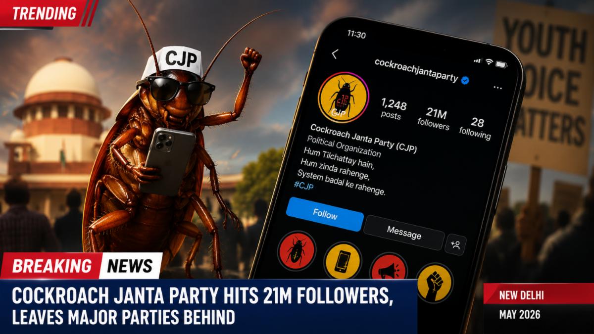 Cockroach Janta Party Explodes Online, Surpasses BJP and Congress on Instagram