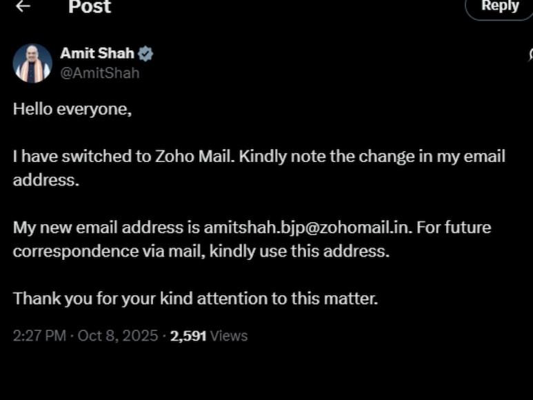 Amit Shah Switches from Gmail to Zoho Mail, India’s Tech Push Gains Momentum