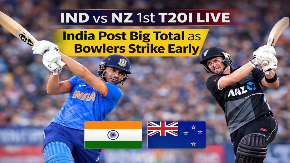 IND vs NZ 1st T20I LIVE: India Dominate Early as Big Total Puts New Zealand Under Pressure