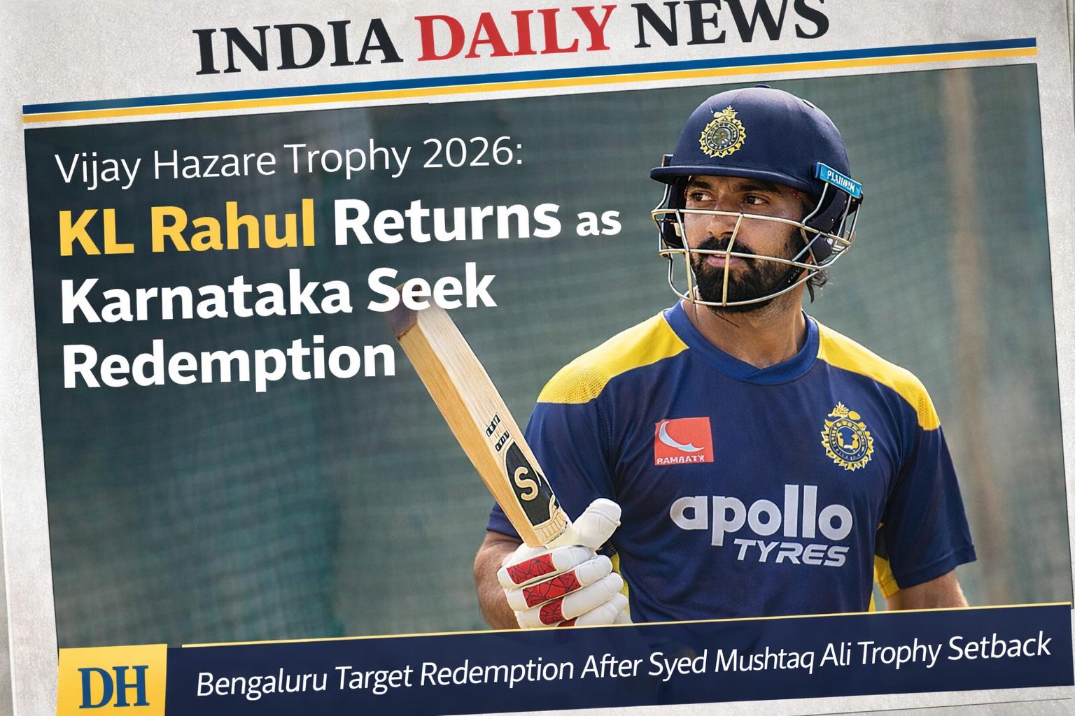 Vijay Hazare Trophy 2026: KL Rahul Returns as Karnataka Chase Redemption